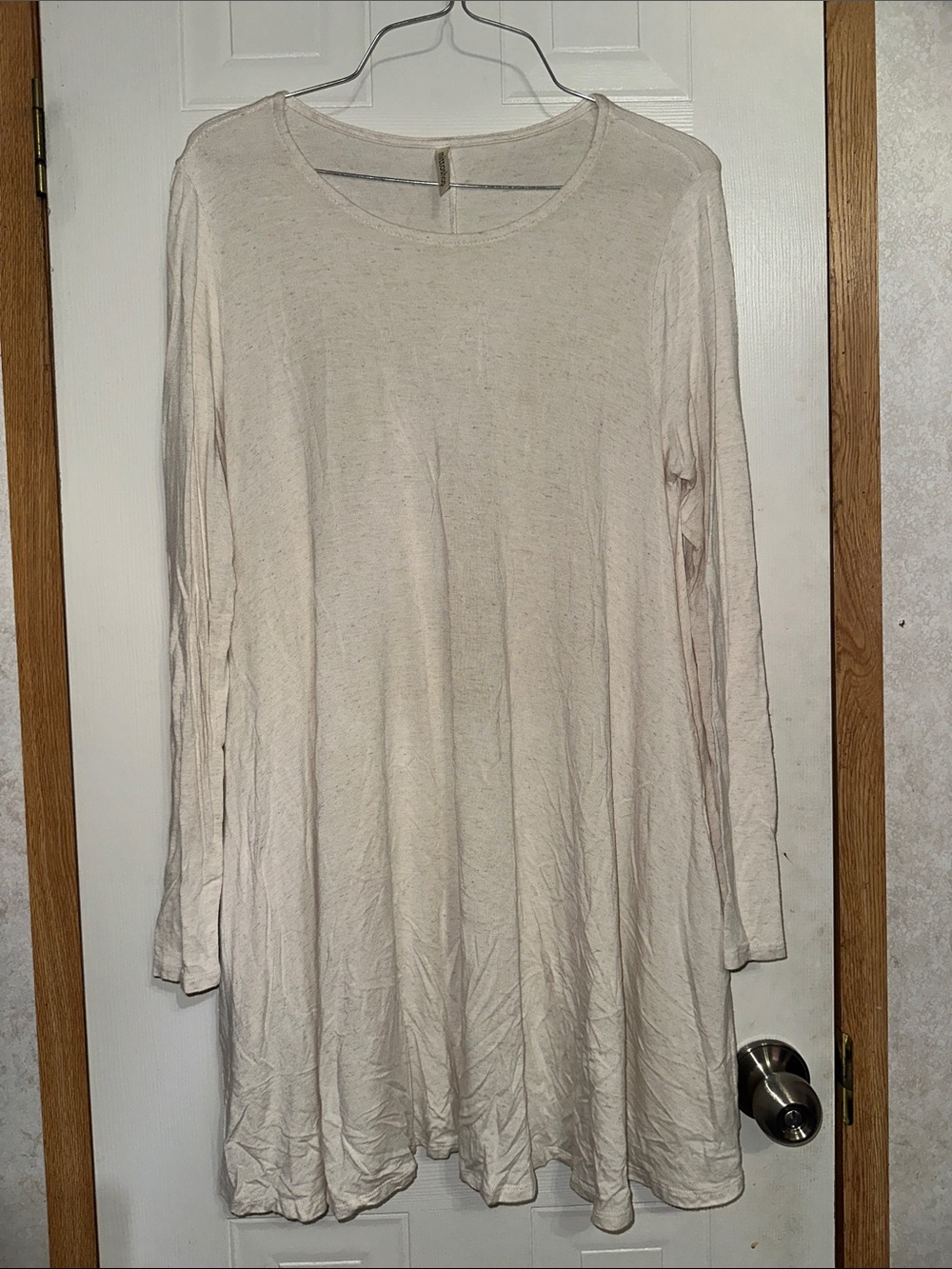 Women's Long-Sleeve Swing Dress in Light Cream